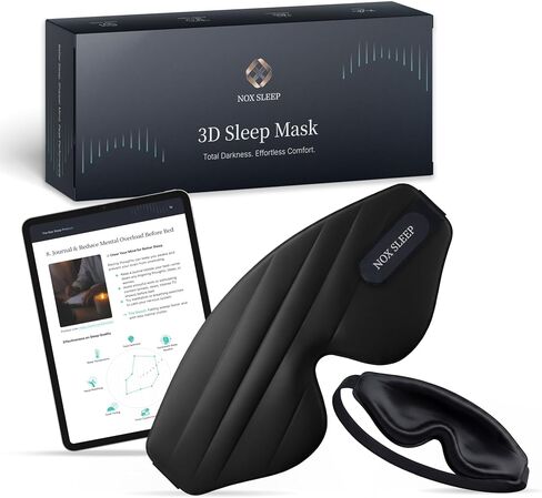 Nox Sleep 3D Sleep Mask for Men, 100% Blackout Eye Mask for Sleep, Ice Silk Lightweight Sleeping Mask for Side Sleepers, Soft Breathable Blindfold Perfect for Travel & Deep Sleep in Saudi Arabia