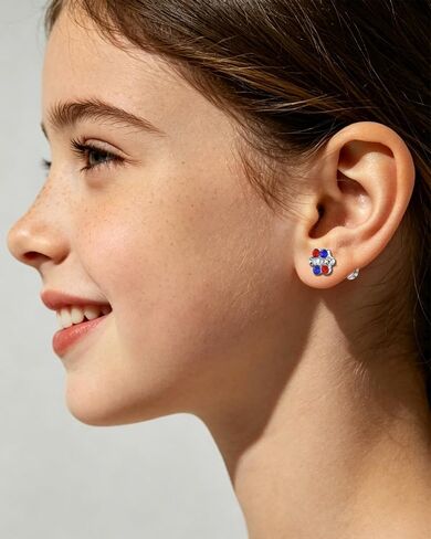 4th of July Patriotic Earrings for Women Girls kids - 12 Pairs American Flag Red White and Blue Flat Back Stud Earrings for Independence Day,4 Year Old+ in Kuwait