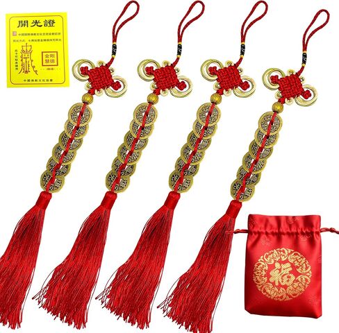 Feng Shui Coins Gourd 5 Emperor Chinese Copper 2PCS Health Luck | Hollow gourd holds peace paper, Prosperity & wellness blessing, Set with fortune bag, certificate & peace paper in Saudi Arabia