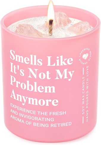Retirement Gift for Woman- 10oz Lavender Scented Soy Wax Candle- Funny 2026 Retired Gifts for Women, Men, Coworker, Friend, Teacher, Funny Retirement Candle Decoration with Delicate Crystal in Saudi Arabia