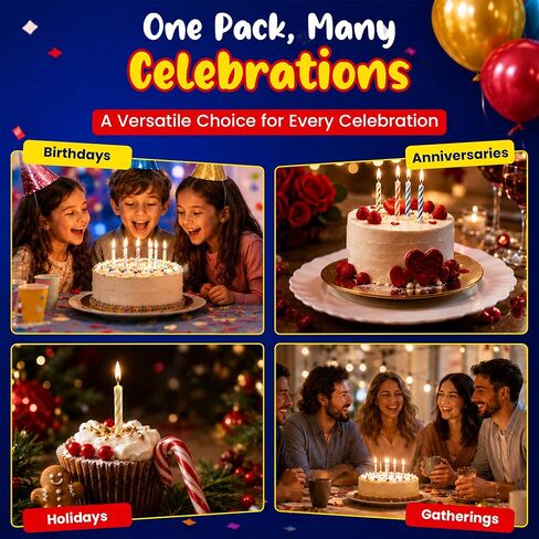 Toughty Relighting Birthday Candles, Trick Candles that Reignite After Blowing Out, Colorful Spiral Cake & Cupcake Toppers for Kids & Adults, Fun Party Supplies for Birthdays & Events, 24 Count in Saudi Arabia