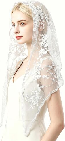 Triangle Catholic Veil Latin Mass Cathedral Head Covering Scarf Church Wedding Mantilla Veil Religious Chapel Veils in Kuwait