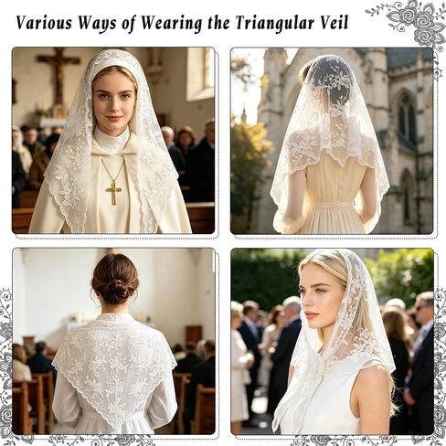 Triangle Catholic Veil Latin Mass Cathedral Head Covering Scarf Church Wedding Mantilla Veil Religious Chapel Veils in Kuwait