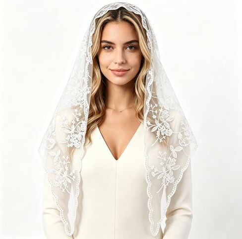 Triangle Catholic Veil Latin Mass Cathedral Head Covering Scarf Church Wedding Mantilla Veil Religious Chapel Veils in Kuwait
