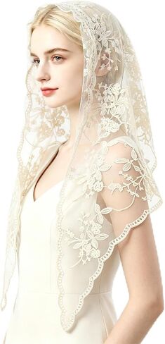 Triangle Catholic Veil Latin Mass Cathedral Head Covering Scarf Church Wedding Mantilla Veil Religious Chapel Veils in Kuwait