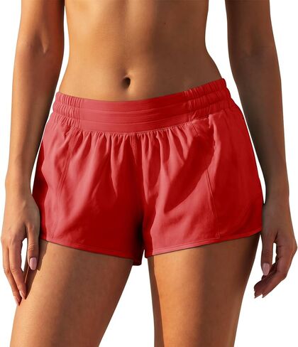 Athletic Shorts for Women, Lightweight Running Shorts with Zipper Pocket Soft Quick Dry Gym Workout Shorts in Kuwait