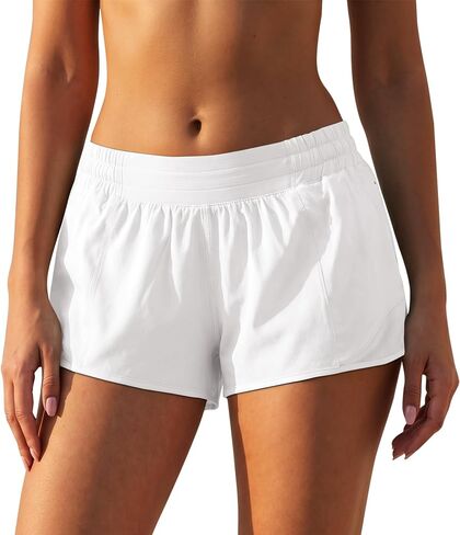 Athletic Shorts for Women, Lightweight Running Shorts with Zipper Pocket Soft Quick Dry Gym Workout Shorts in Kuwait