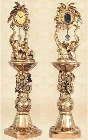 Grandfather Clocks Standing Clocks, Vintage Elephant Statue Grandfather Clock with Adjustable Volume Digital Chime in Kuwait