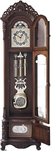 Grandfather Clocks Wooden Grandfather Clock, European Style Living Room Villa Pendulum Chinese Retro Vertical Mechanical Classical in Kuwait