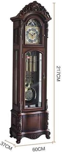 Grandfather Clocks Wooden Grandfather Clock, European Style Living Room Villa Pendulum Chinese Retro Vertical Mechanical Classical in Kuwait