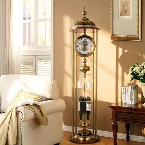 Grandfather Clocks Metal Floor Standing Clock Quartz Silent Wine Rack for Villa Decor in Kuwait