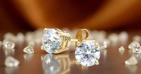 IGI Certified Lab Grown Diamond Stud Earrings 0.50 to 3 CTTW 14K Yellow or White Gold (F-G Color, VS2-SI1 Clarity) in Kuwait
