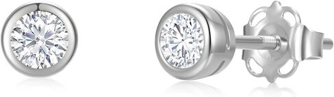 0.25 to 0.5 Carat Bezel Set Lab Grown Diamond Stud Earrings for Women in Solid 14k Gold in Kuwait