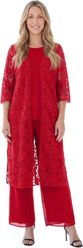 Roaman's Women's Plus Size Lace Duster Pant Set in Saudi Arabia