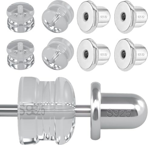 CMD Moissanite Stud Earrings, No-Poke Screw-Back Design, 18K White Gold-Vermeil, Hypoallergenic, Lab-Grown D Color VVS1 Brilliant Round Cut, GRA Certified & Inscribed, Gift Set in Saudi Arabia