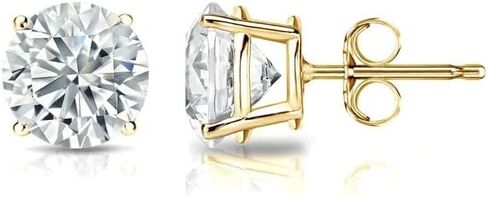 IGI Certified .50 to 12.00 Carat Round Brilliant Lab-Grown Diamond 4-Prong Basket Setting Stud Earrings in 14k Yellow, White or Rose Gold With Push Back Closure in Saudi Arabia