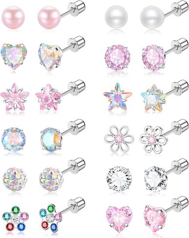 Leocuci Surgical Stainless Steel Hypoallergenic Stud Earrings for Women Girls Flat Back Earring with Screw Back in Saudi Arabia