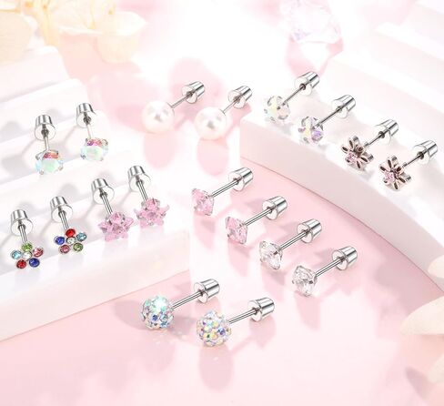 Leocuci Surgical Stainless Steel Hypoallergenic Stud Earrings for Women Girls Flat Back Earring with Screw Back in Saudi Arabia