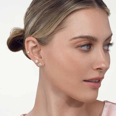 1/2 to 4 Carat Lab Grown Diamond Round Stud Earrings for Women in 14K Gold (D-E-F/G-H, VS1-VS2, 0.50 to 4.00 cttw) 4-Prong Brilliant Cut Diamond Push Back or Screw Back Studs in Saudi Arabia