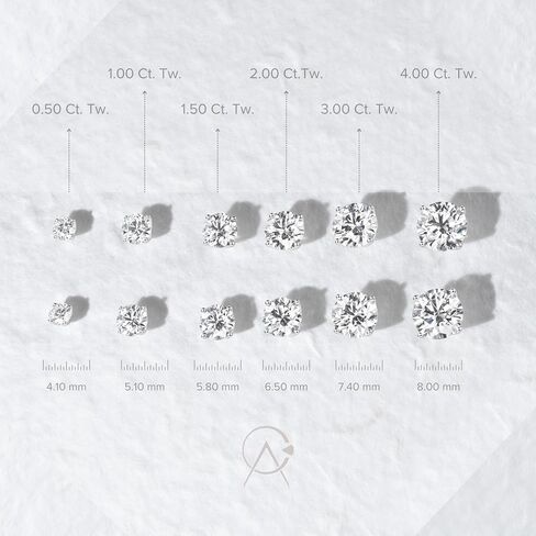 1/2 to 4 Carat Lab Grown Diamond Round Stud Earrings for Women in 14K Gold (D-E-F/G-H, VS1-VS2, 0.50 to 4.00 cttw) 4-Prong Brilliant Cut Diamond Push Back or Screw Back Studs in Saudi Arabia