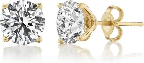 1/2 to 4 Carat Lab Grown Diamond Round Stud Earrings for Women in 14K Gold (D-E-F/G-H, VS1-VS2, 0.50 to 4.00 cttw) 4-Prong Brilliant Cut Diamond Push Back or Screw Back Studs in Saudi Arabia
