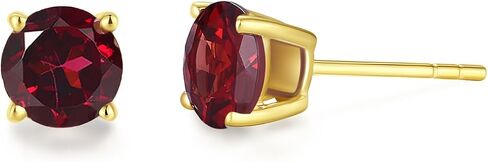 FANCIME 14k Solid Yellow Gold Gemstone Stud Earrings Prong Birthstone Stud Earrings Fine Jewelry Gifts for Mom Women Wife Her, 6mm in Kuwait