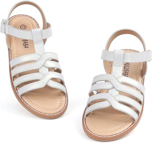 Girls Sandals Open Toe Summer Flat Shoes Gladiator Dress Sandals with Adjustable Strap for Toddler Little Kid/Big Kid in Kuwait