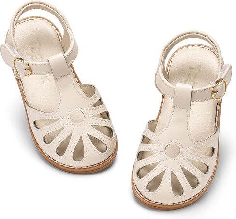 Girls Closed-Toe Sandals Toddler Flower Cutout Summer Dress Shoes in Saudi Arabia