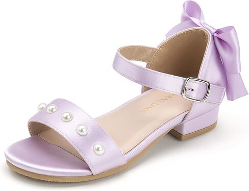Girls Sandals Low Heel Chunky Dress Shoes Little Big Kid Flower Girls Open Toe Party Wedding Shoes in Kuwait