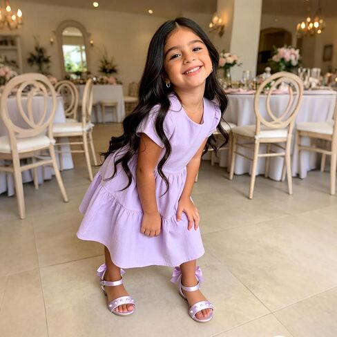 Girls Sandals Low Heel Chunky Dress Shoes Little Big Kid Flower Girls Open Toe Party Wedding Shoes in Kuwait