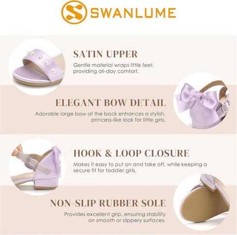 Girls Sandals Low Heel Chunky Dress Shoes Little Big Kid Flower Girls Open Toe Party Wedding Shoes in Kuwait
