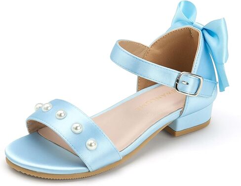 Girls Sandals Low Heel Chunky Dress Shoes Little Big Kid Flower Girls Open Toe Party Wedding Shoes in Kuwait