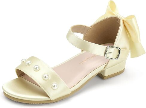 Girls Sandals Low Heel Chunky Dress Shoes Little Big Kid Flower Girls Open Toe Party Wedding Shoes in Kuwait