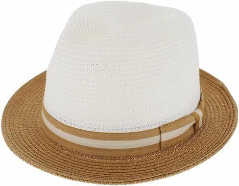 Men Women Summer Woven Straw Trilby Fedora Hat in Ivory Tan Black in Saudi Arabia