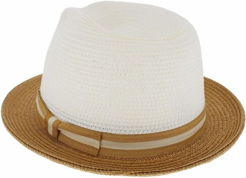 Men Women Summer Woven Straw Trilby Fedora Hat in Ivory Tan Black in Saudi Arabia