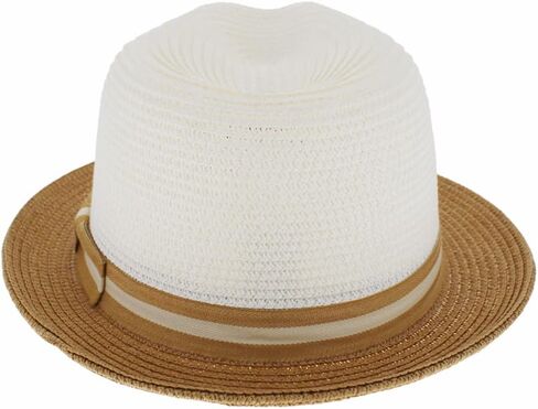 Men Women Summer Woven Straw Trilby Fedora Hat in Ivory Tan Black in Saudi Arabia