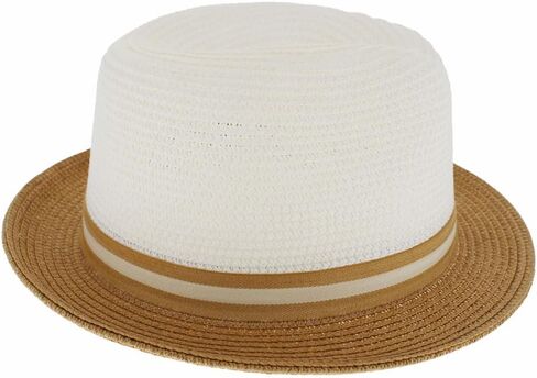 Men Women Summer Woven Straw Trilby Fedora Hat in Ivory Tan Black in Saudi Arabia