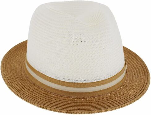 Men Women Summer Woven Straw Trilby Fedora Hat in Ivory Tan Black in Saudi Arabia