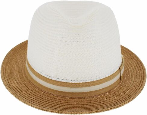 Men Women Summer Woven Straw Trilby Fedora Hat in Ivory Tan Black in Saudi Arabia