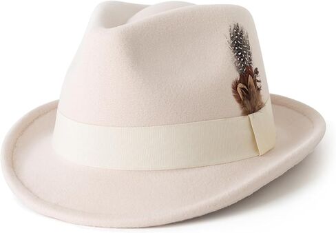 Lisianthus Short Brim Fedora Hats for Men & Women Trilby Hat with Feathers Band in Saudi Arabia