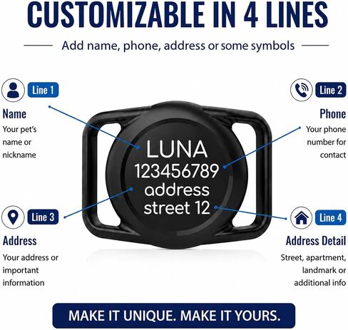 Personalized Dog Collar Holder for AirTag, 2 Pack Upgraded Water Resistant Silicone Case for Pet Collars, Customized with Name and Phone Number Protectors for Dog and Cats Collars in Saudi Arabia
