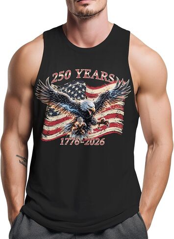 TiwBski Men’s American Flag Eagle Tank Tops USA Eagle Patriotic Workout Muscle Sleeveless Shirt in Saudi Arabia