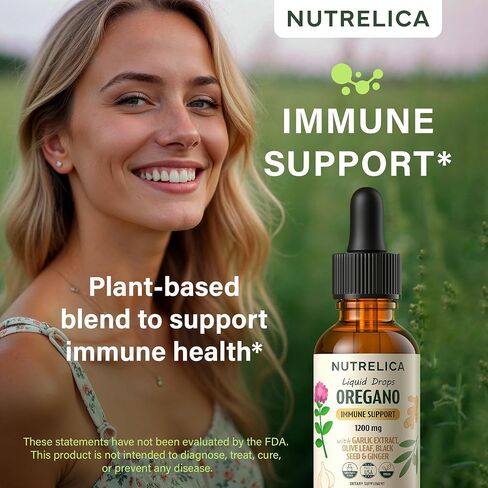 Oregano Oil with Garlic Extract, Olive Leaf, Black Seed Oil & Ginger – Immune Support & Wellness – 1200mg, No Sugar, Alcohol-Free, Vegan, Non-GMO in Saudi Arabia