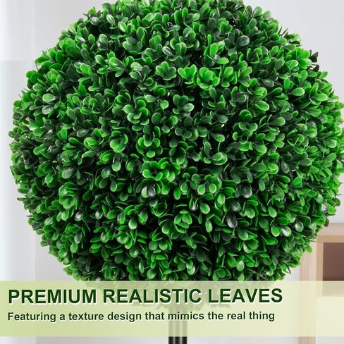 4FT Artificial Triple Ball Topiary Trees with Gray Planter Pot, Outdoor Indoor Realistic Faux Shrubs Plants, Fake Trees for Home Offices Porch Decor, Set of 2 in Saudi Arabia