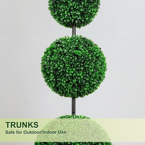 4FT Artificial Triple Ball Topiary Trees with Gray Planter Pot, Outdoor Indoor Realistic Faux Shrubs Plants, Fake Trees for Home Offices Porch Decor, Set of 2 in Saudi Arabia