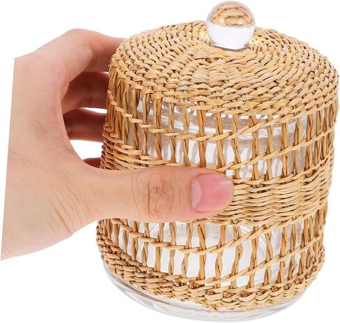 Zerodeko Glass Candle Dome Holder Rattan Wrap Decorative Candle Cover for Home Decor Multi-use Cloche in Saudi Arabia