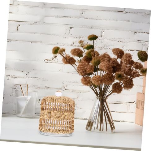 Zerodeko Glass Candle Dome Holder Rattan Wrap Decorative Candle Cover for Home Decor Multi-use Cloche in Saudi Arabia