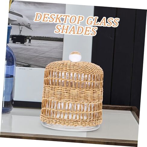 Zerodeko Glass Candle Dome Holder Rattan Wrap Decorative Candle Cover for Home Decor Multi-use Cloche in Saudi Arabia