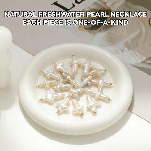Pearl Cross Necklace Natural Freshwater for Women - Chunky Charm Big 18K Gold Plated Cross Pendant, Cute Heart Shell Baroque Pearl Beach Jewelry, Christian Meaningful Gift in Saudi Arabia