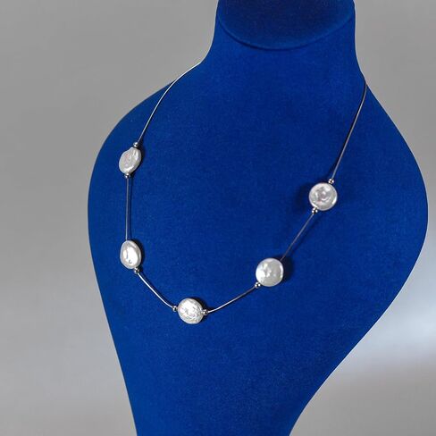 Natural Freshwater Pearl Necklace, Sterling Silver Chain, Petal Shape Choker, 5-Pearl Handmade Design in Kuwait